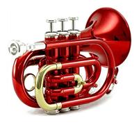 Trumpets Professional Pocket Trumpet Tone Flat B Bb Brass Wind Instrument Trumpet Instrument (Color : Crimson)
