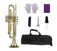 Trumpets Standard Bb Brass Trumpet With Hard Case Straps Mouthpiece Gloves Cleaning Cloth For Students Beginners Trumpet Instrument (Color : 11)