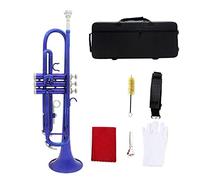 Trumpets Trumpet Bb B Flat Brass Instrument With Case Strap Mouthpiece Musical Instrument Accessories Trumpet Instrument (Color : Blue)