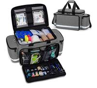 Trunab Emergency Responder Trauma Bag Empty, Professional Large First Aid Bag Medical Bag with Inner Dividers and Non-Scratch Bottom, Ideal for EMT, EMS, Paramedics, Grey, Empty-Patented Design