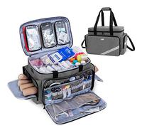 Trunab First Aid Bag Empty, Professional Medical Bag Emergency Responder Trauma Bag with Inner Dividers and Anti-Slip Bottom, Ideal for EMT, EMS, Paramedics, Grey, Bag ONLY - Patented Design