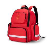 Trunab First Aid Bag Trauma Backpack Empty, Medical Emergency Kits Storage Jump Bag Pack for EMT, EMS, Police, Firefighters, Red, BAG ONLY - Patented Design