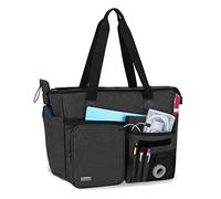 Trunab Nurse Tote Bag for Work with Padded 15.6" Laptop Sleeve, Home Health Nurse Bag with Multiple Pockets for Hospice Visit, Office, Women, Black - Patented Design