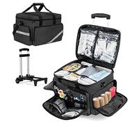 Trunab Rolling Medical Bag - Detachable Trolley & Dividers, Black