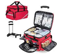 Trunab Rolling Medical Bag - Detachable Trolley & Dividers, Red