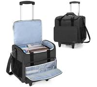 Trunab Rolling Teacher Bag, Teacher Tote Bag with Bottom Pad and Detachable Trolley, Wheeled Teacher Bag with Padded Sleeves Holds up to 15.6” Laptop