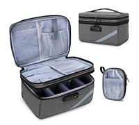 Trunab Small Medical Bag with Lock, Medicine Storage Organizer Bag with Mini Pouch for Home, Travel, Emergency, Grey(Empty Bag), Patented Design