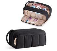 Trunab Stethoscope Case Compatible with 3M Littmann/MDF/ADC and Most Types, Hold Two Stethoscopes, with Inner Dividers and Mesh Pockets for Extra Accessories, for Nurses, Doctors - Bag Only (Black)