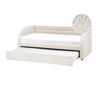 Trundle Bed Boucle ALBIAC 90 x 200 cm (EU Single) White