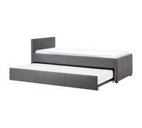 Beliani Trundle Bed Fabric Marmande 90 X 200 Cm Eu Single Dark Grey, Grey