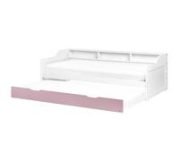 Beliani Trundle Bed Pine Wood Edern 90 X 200 Cm Eu Single Pink, White