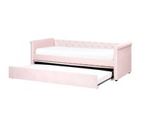Trundle Bed Velvet LIBOURNE 80 x 200 cm (EU Small Single) Pastel Pink