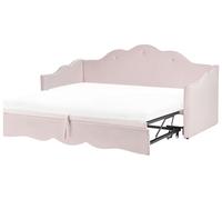 Trundle Bed Velvet LORETTE 90 x 200 cm (EU Single) Pastel Pink