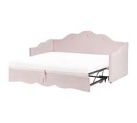 Beliani Trundle Bed Velvet Lorette 90 X 200 Cm (Eu Single) Pastel Pink