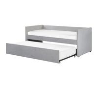 Beliani Trundle Bed Velvet Troyes 90 X 200 Cm Eu Single Light Grey, Grey