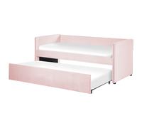 Trundle Bed Velvet TROYES 90 x 200 cm (EU Single) Pastel Pink