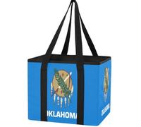 Trunk Organizer for Women Men, Waterproof Collapsible Car Organizers and Storage with Reinforced Handles & Removable PE Board for SUV Sedan Truck, Multi-Purpose Storage Tote Bag Oklahoma State Flag