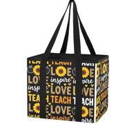Trunk Organizer for Women Men, Waterproof Collapsible Car Organizers and Storage with Reinforced Handles & Removable PE Board for SUV Sedan Truck, Multi-Purpose Storage Tote Bag Teach Love Inspire Tea