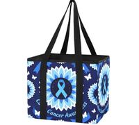 Trunk Organizer for Women Men, Waterproof Collapsible Car Organizers and Storage with Reinforced Handles & Removable PE Board for SUV Sedan Truck, Multi-Purpose Storage Tote Bag Sunflower Colon Cancer