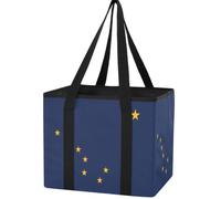Trunk Organizer for Women Men, Waterproof Collapsible Car Organizers and Storage with Reinforced Handles & Removable PE Board for SUV Sedan Truck, Multi-Purpose Storage Tote Bag Alaska State Flag