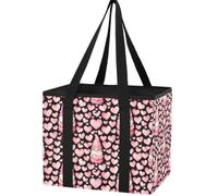 Trunk Organizer for Women Men, Waterproof Collapsible Car Organizers and Storage with Reinforced Handles & Removable PE Board for SUV Sedan Truck, Multi-Purpose Storage Tote Bag Cute Heart Pattern