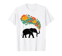 Trunkful of Dreams Elephant Floral Silhouette T-Shirt