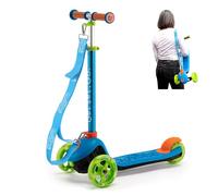 Trunki Folding 3 Wheel Kids Scooter for Boys and Girls with Tow and Carry Strap and Storage bag | Adjustable Handle Bar Height | Small Blue Scooter for Kids Ages 2-6 | (56x28x63-78cm)