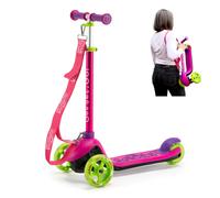 Trunki Folding 3 Wheel Kids Scooter for Girls with Tow and Carry Strap and Storage bag | Adjustable Handle Bar Height | Small Pink Scooter for Kids