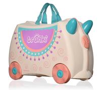 TRUNKI Hand Luggage and Children's Suitcase for Sitting On | Children's Risen Gift for Girls and Boys | Trolley Lola The Lama (Cream), Pink, 47 x 32 x 21 cm, Single