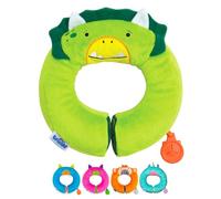 Trunki Kid's Travel Neck Pillow And Chin Rest | Support Sleepy Heads in the Car Seat, Plane, Bike or Pram | Yondi SMALL Dudley Dinosaur (Green)