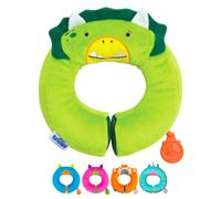 Trunki Kid's Travel Neck Pillow And Chin Rest | Support Sleepy Heads in the Car Seat, Plane, Bike or Pram | Yondi SMALL Dudley Dinosaur (Green)