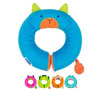 Trunki Kid's Travel Neck Pillow and Chin Rest | Support Sleepy Heads in the Car Seat, Plane, Bike or Pram | Yondi SMALL Bert (Blue)