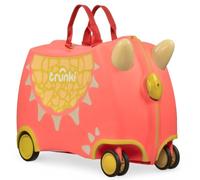 Trunki Ride-On Kids Suitcase with 360° Front Wheels - 17.6 L Hand Luggage Bag, Cabin Luggage with Wheels, Carry-on Approved Lightweight Kids Luggage with Tow Strap - Dylan the Dragon, Red