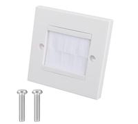 Trunking Brush Socket Single Gang White Cable Brush Wall Plate Faceplate for Wall-Mounted Face Plate Cable Pass Through Insert Wires Cables Entry Hole Cover Wall Mount Panel