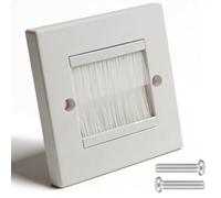 Trunking Brush Socket, White Single Gang Cable Brush Plate, Wires Cables Entry Hole Cover, Wall Entry Faceplate for Covering Outlets, Tidying Cords for Cables