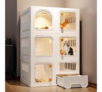 TRUNXUCL Indoor Cat Cages - 3-Tier Kennel with Litter Box, DIY Resin Plastic Villa and Playpen, Easy to Assemble, Detachable Exercise Place for 1-2 Cats (Color: Bi)