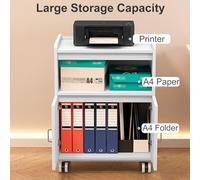 TRUNXUCL Printer Table for Home, Office, Fax Machine Cart with Wheels, Shredder Cabinet, Rolling Printer Stand with File Cabinet(Black)