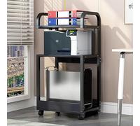 TRUNXUCL Rolling Printer Cart with Wheels, Printer Stand with Storage, PC Stand, Printer Shelf for Home, Office(Black,51x30x109cm/20x12x43in)