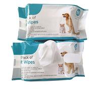 Truoli Pet Wet Wipes Dog Cat All Purpose Cleaning Antibacterial Wipe Fragrance and Alcohol Free. (2 Pack (100 Wipes))