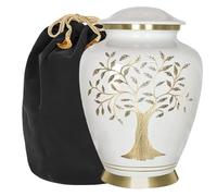 Trupoint Memorials Cremation Urns for Human Ashes, Tree of Life Decorative Burial Urn for Adult Men and Women, Large White