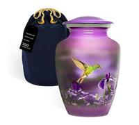 Trupoint Memorials Extra Large Urn for Ashes Adult Male or Female Up to 300 lbs, Cremation Urns for Human Ashes, Funeral Memorial Urns for Men & Women, Purple Hummingbird