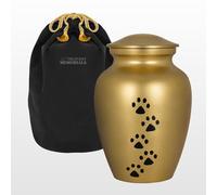 Trupoint Memorials Pet Urn for Dogs and Cats Ashes - Gold, Paw Pattern, Up to 17 Lbs