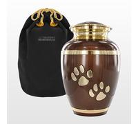 Trupoint Memorials Small Pet Urn for Dogs and Cats Ashes, Paws Print Brown Cremation Urns for Pets up to 17 lbs