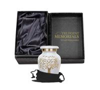 Trupoint Memorials Small Urns for Human Ashes Keepsake, Tree of Life Decorative Mini Cremation Urn for Adult Men and Women, Small White