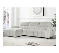 truro fabric left hand electric recliner corner sofa in silver