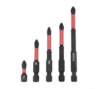 Trurovem 5pcs PH2 For Driver Bits Set 25-90mm, Magnetic Cross Head Screwdriver Drill Bit, Extra Long Alloy Steel Batch Head for Electric Drills, Red Black