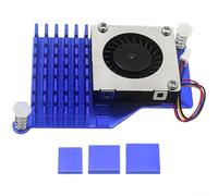 Trurovem Active Aluminum Blower Fan Heatsink for Pi 5, For Speed Control Cooling System with Fins, Compact 57x43x40mm Design for Stable IoT Operation, Silver Black Blue(Blue)