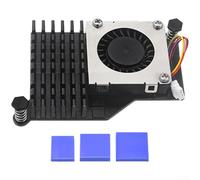 Trurovem Active Aluminum Blower Fan Heatsink for Pi 5, For Speed Control Cooling System with Fins, Compact 57x43x40mm Design for Stable IoT Operation, Silver Black Blue(Black)