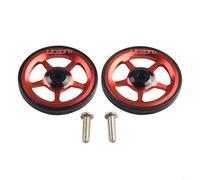 Trurovem Aluminium Alloy Easy Wheels for Brompton Folding Bike, 60mm Sealed Bearing Push Roller Parking Stand Replacement Parts, Lightweight CNC Spare Tyre Kit, Silver, 2 Pack(red)
