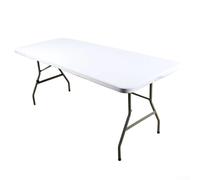 Trurovem Elastic Table Cover for Rectangular Folding Tables, Waterproof Polyester Outdoor Picnic Tablecloth, Washable Tear Resistant Camping Dining Cloth(White 243 * 76 * 76CM)